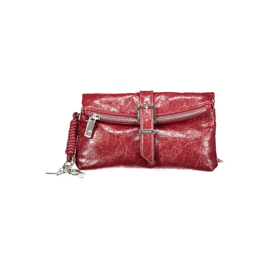 Micro Clutch Handbag by Desigual for women in polyurethane red features an refined silhouette, showcasing a secure snap & zipper, ample external-pockets & cardholder, and versatile shoulder-strap & adjustable-strap for a sophisticated refined aesthetic.