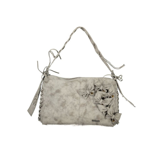 Handbag by Desigual for women in nickel & polyethylene gray features an refined silhouette, showcasing a secure zipper, ample external-pockets, internal-pockets & cardholder, and versatile shoulder-strap & adjustable-strap for a sophisticated refined aesthetic.