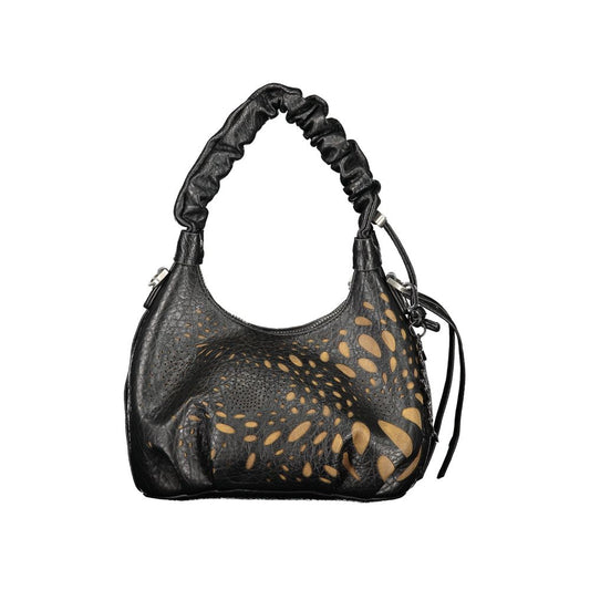 This Handbag by Desigual for women in polyethylene and black presents a sculptural silhouette featuring a secure zipper, ample internal-pockets & cardholder, and versatile shoulder-strap, adjustable-strap & handle for a sculptural finish.