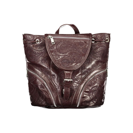Mini Drawstring Backpack by Desigual for women in polyethylene brown showcases an architectural Polyethylene Mini Drawstring Backpack design, featuring a secure snap, zipper & drawstring, ample external-pockets, internal-pockets & cardholder, and architectural backpack-strap, adjustable-strap & handle for a sophisticated look.