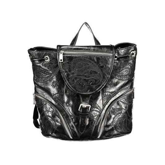 Mini Drawstring Backpack by Desigual for women in polyethylene black features a effortlessly chic Polyethylene Mini Drawstring Backpack design, showcasing a secure snap, zipper & drawstring, ample external-pockets, internal-pockets & cardholder, and versatile backpack-strap, adjustable-strap & handle for a effortlessly chic finish.