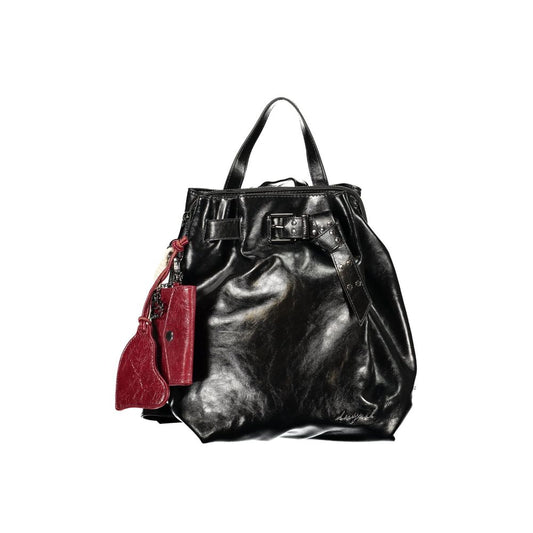 Mini Backpack by Desigual for women in polyethylene black presents a versatile Luena Polyethylene Mini Backpack design, showcasing a secure snap & zipper with ample built-in-compartments, external-pockets, internal-pockets, cardholder & coin-purse and versatile backpack-strap, adjustable-strap & handle for a versatile finish.