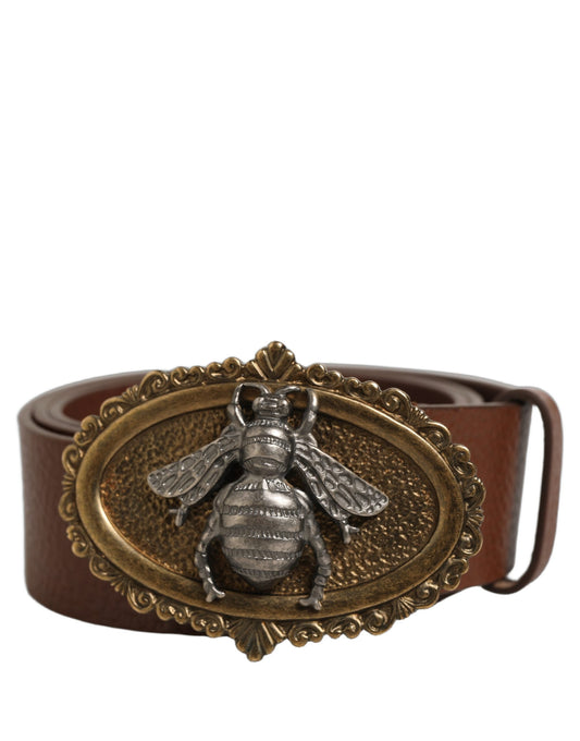 Belt by Dolce & Gabbana for men in calf leather brown, gold & silver features a bohemian chic silhouette, showcasing the bohemian chic Calf Leather Belt design with a sophisticated bohemian chic finish.