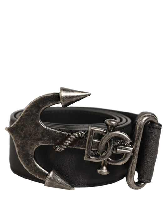 Belt by Dolce & Gabbana for men in calf leather black & silver features a bohemian chic silhouette, showcasing the bohemian chic Calf Leather Belt design with a sophisticated bohemian chic finish.