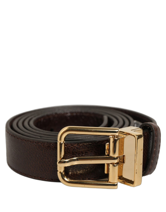 Belt by Dolce & Gabbana for men in calf leather brown & gold features an artisanal silhouette, showcasing the artisanal craftsmanship of the Calf Leather Belt collection for a artisanal finish.