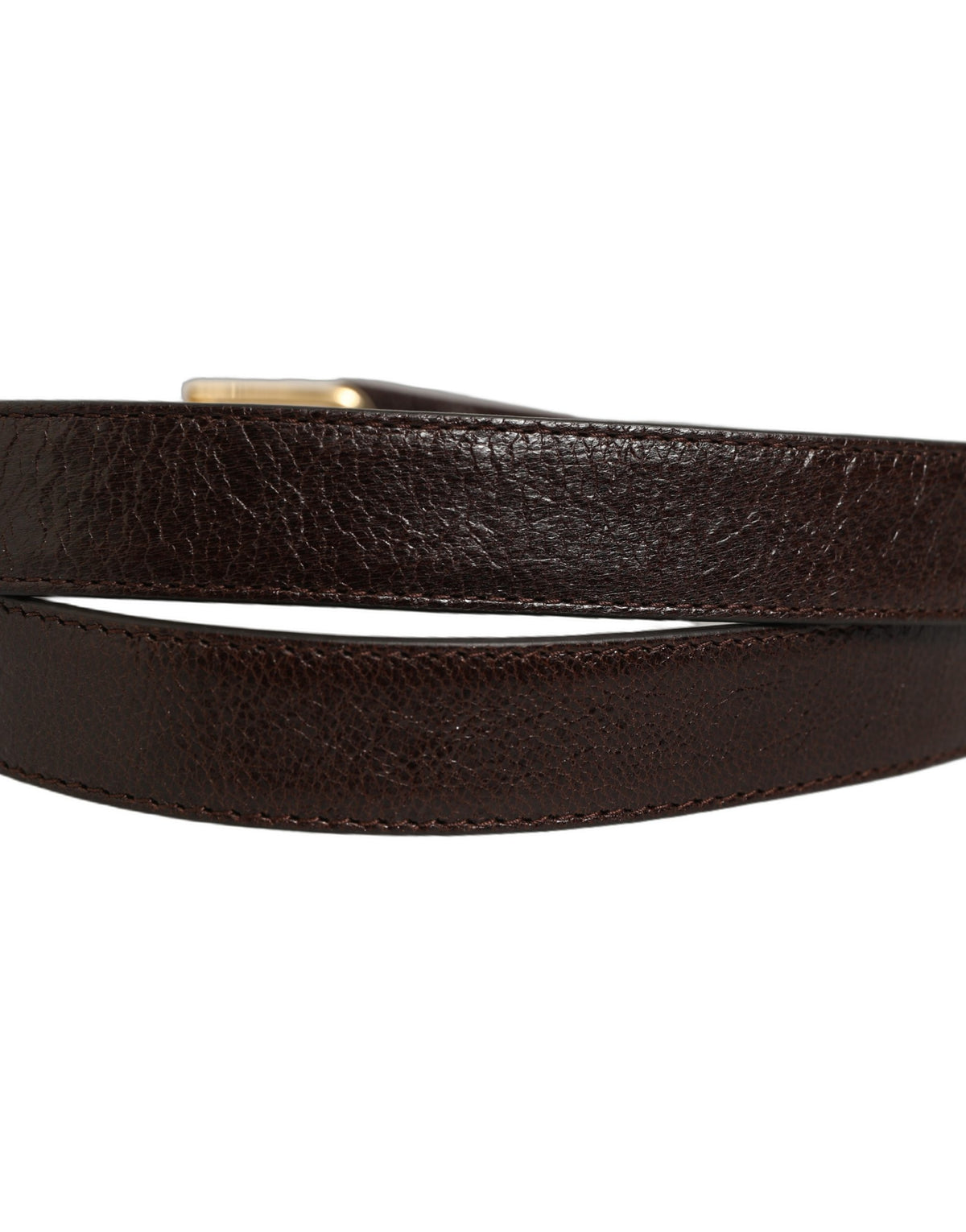 Dolce & Gabbana Men Brown Leather Gold Tone Metal Buckle Belt