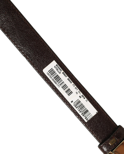 Dolce & Gabbana Men Brown Leather Gold Tone Metal Buckle Belt