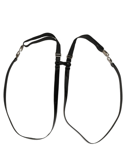 Dolce & Gabbana Black Adjustable Silver Metal Clips Suspenders