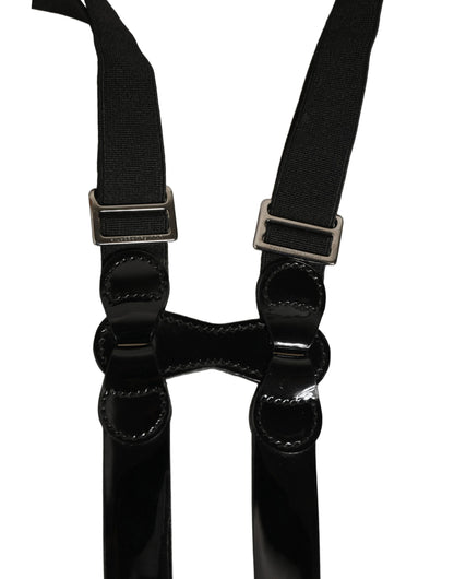 Dolce & Gabbana Black Adjustable Silver Metal Clips Suspenders