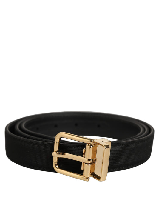 Belt by Dolce & Gabbana for men in viscose canvas & calf leather black & gold presents a artisanal silhouette from the Viscose Canvas & Calf Leather Belt collection, showcasing an artisanal design and refined craftsmanship for a artisanal look.