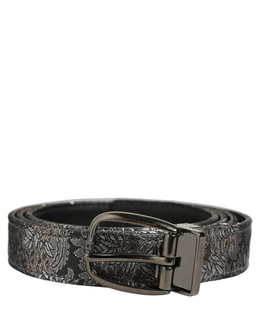 Belt by Dolce & Gabbana for men in leather & metal black, silver, patterned, floral & jacquard features a bohemian chic silhouette, showcasing the bohemian chic Leather & Metal Belt design with a sophisticated bohemian chic finish.