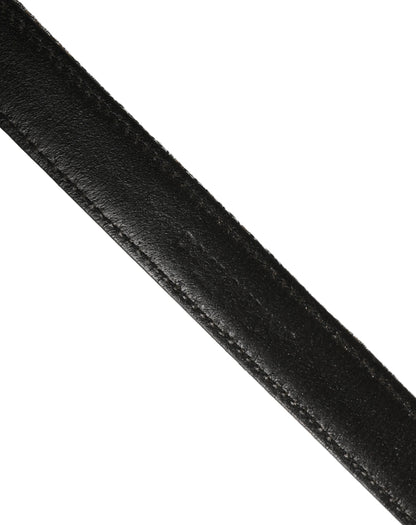 Dolce & Gabbana Silver Black Floral Jacquard Metal Buckle Belt
