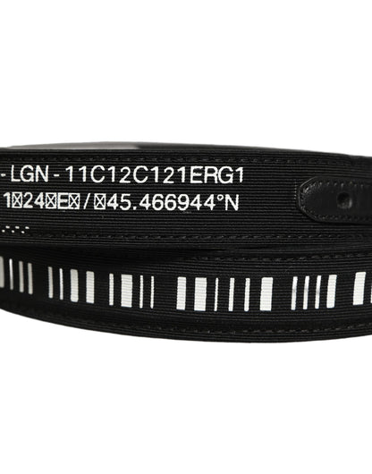 Dolce & Gabbana Black Fabric Leather Barcode Silver Buckle Belt