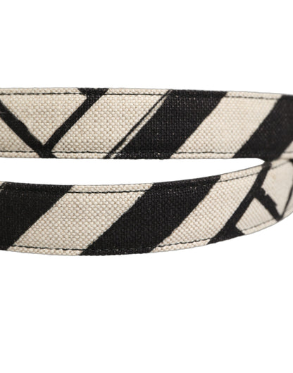 Dolce & Gabbana Canvas & Leather Belt - Black Ivory Silver Patterned