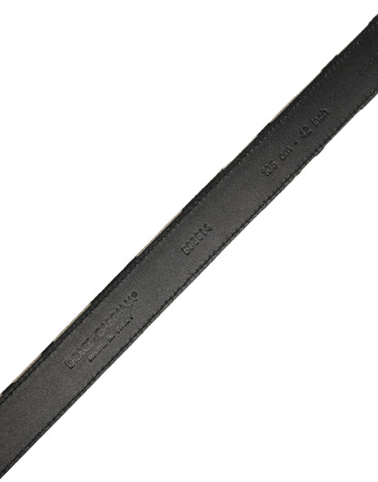 Dolce & Gabbana Black Ivory Silver Tone Metal Buckle Belt