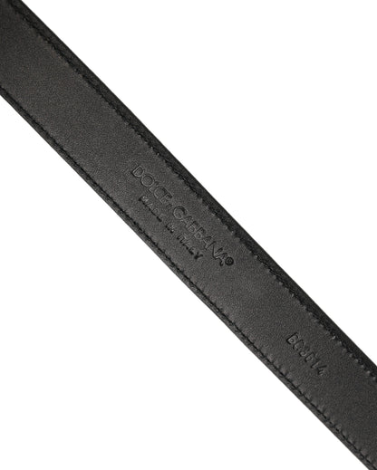 Dolce & Gabbana Men Black Leather Gold Tone Metal Buckle Belt