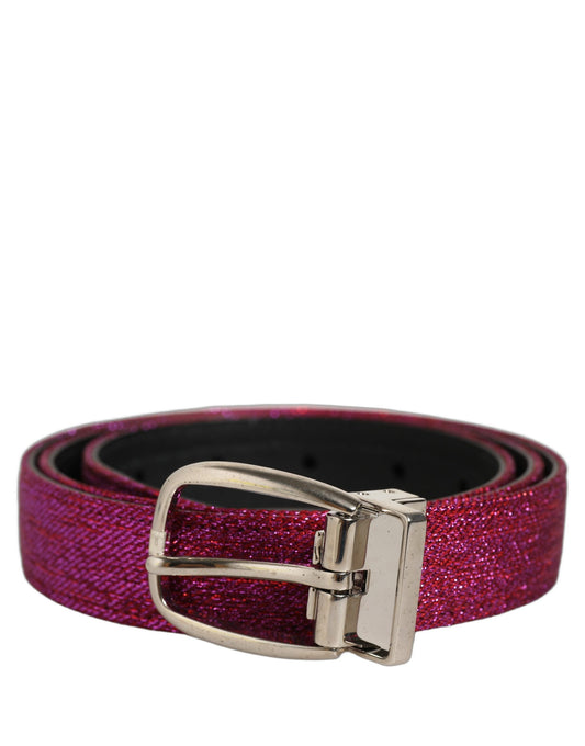 Belt by Dolce & Gabbana for men in leather & metal fuchsia, magenta, pink & silver presents a artisanal silhouette from the Leather & Metal Belt collection, showcasing an artisanal design and refined craftsmanship for a artisanal look.