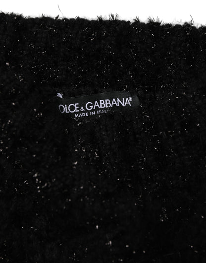 Dolce & Gabbana Men Black Cashmere Knitted Neck Warmer Scarf