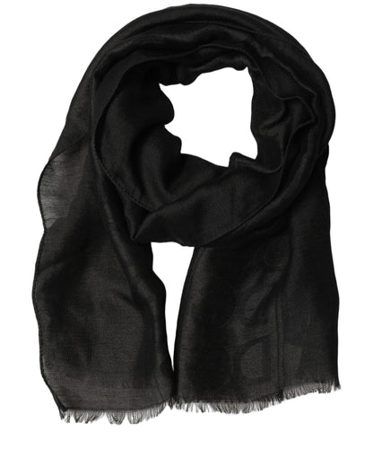 Dolce & Gabbana Black DG Logo Fringed Edge Lace Stole Scarf