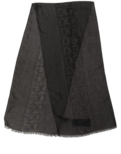 Dolce & Gabbana Black DG Logo Fringed Edge Lace Stole Scarf