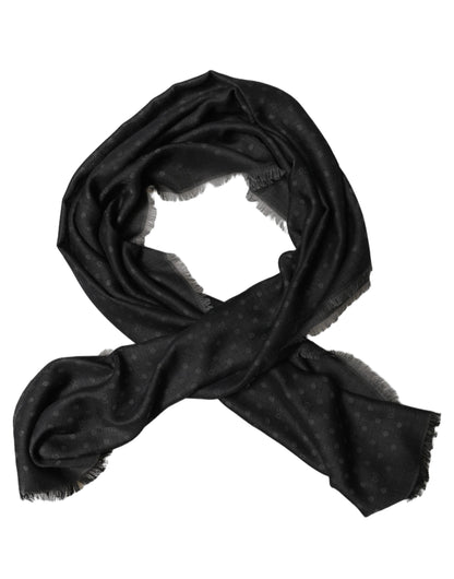 Dolce & Gabbana Men Black Viscose Polka Dot Fringe Shawl Lace Stole