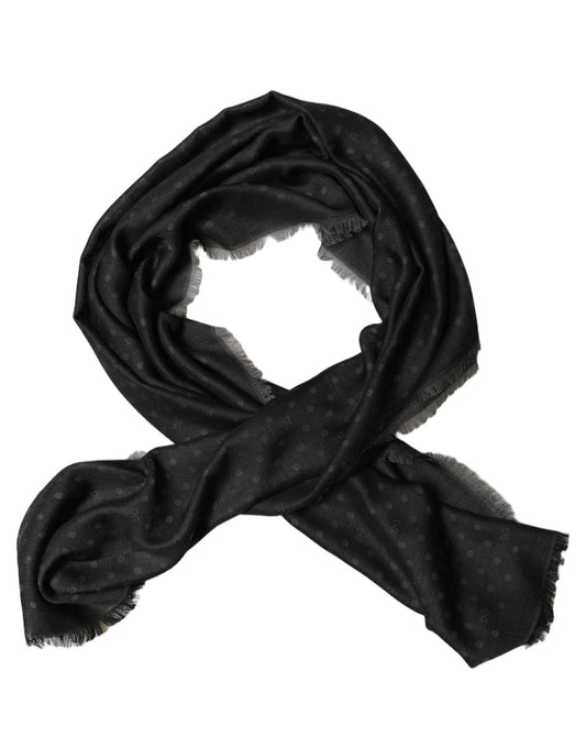 Scarf by Dolce & Gabbana for men in lace silk viscose & wool black, patterned & monogram presents a effortlessly chic silhouette, artfully capturing the essence of the effortlessly chic Lace Silk Viscose & Wool Rectangular Stole Fringes Scarf design for a sophisticated look.