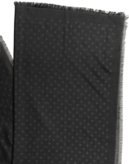 Dolce & Gabbana Men Black Viscose Polka Dot Fringe Shawl Lace Stole