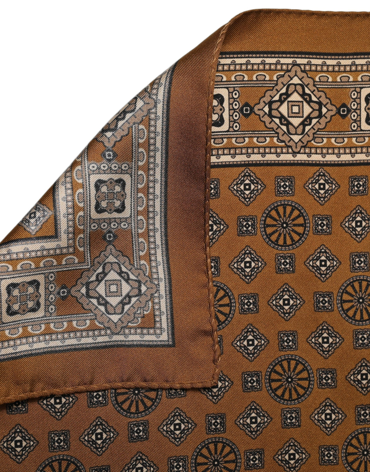 Dolce & Gabbana Brown Geometric Pocket Square Foulard Scarf
