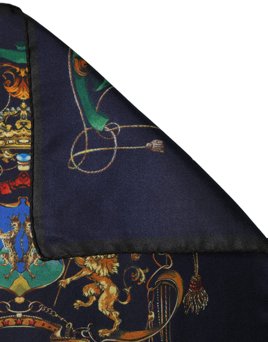 Scarf by Dolce & Gabbana for men in silk navy features a snug silhouette, perfectly showcasing the elegant drape and premium finish of the Silk Foulard Square Scarf.