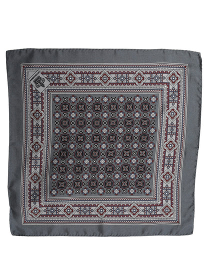 Dolce & Gabbana Gray Geometric Pocket Square Foulard Scarf