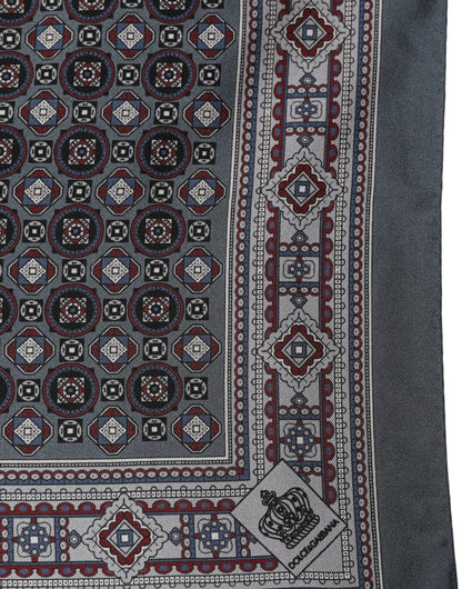 Dolce & Gabbana Gray Geometric Pocket Square Foulard Scarf