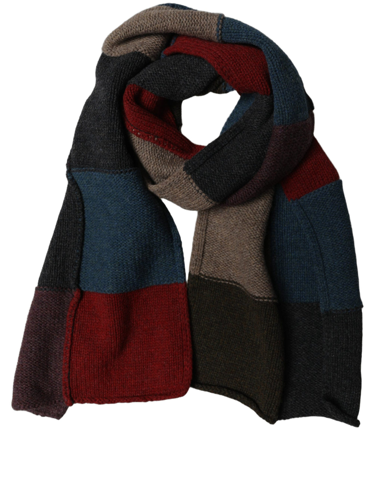 Dolce & Gabbana Multicolor Patchwork Knitted Foulard Scarf