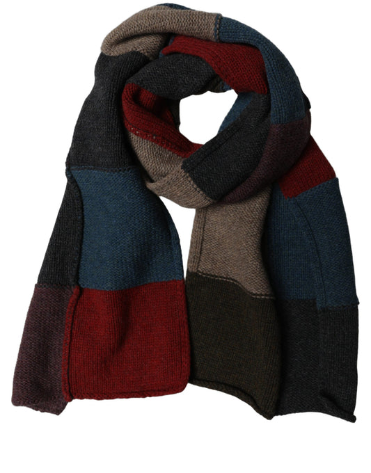 Scarf by Dolce & Gabbana for men in cashmere virgin wool blue, brown, gray, multicolor, red, patterned & patchwork presents a effortlessly chic silhouette, artfully capturing the essence of the effortlessly chic Cashmere Virgin Wool Foulard Scarf design for a sophisticated look.