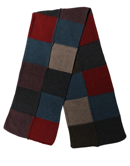 Dolce & Gabbana Multicolor Patchwork Knitted Foulard Scarf