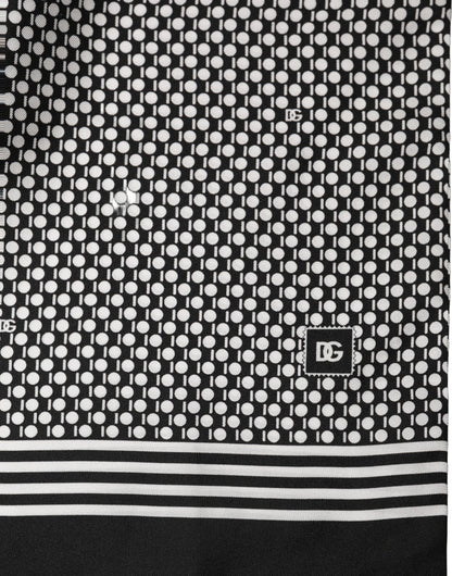 Dolce & Gabbana Black White Geometric Silk Neck Shawl Scarf