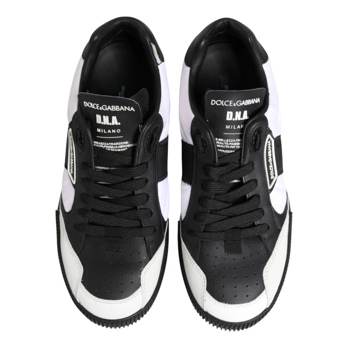Dolce & Gabbana Men's Low Top Polyester Cotton & Leather Sneakers - Black White