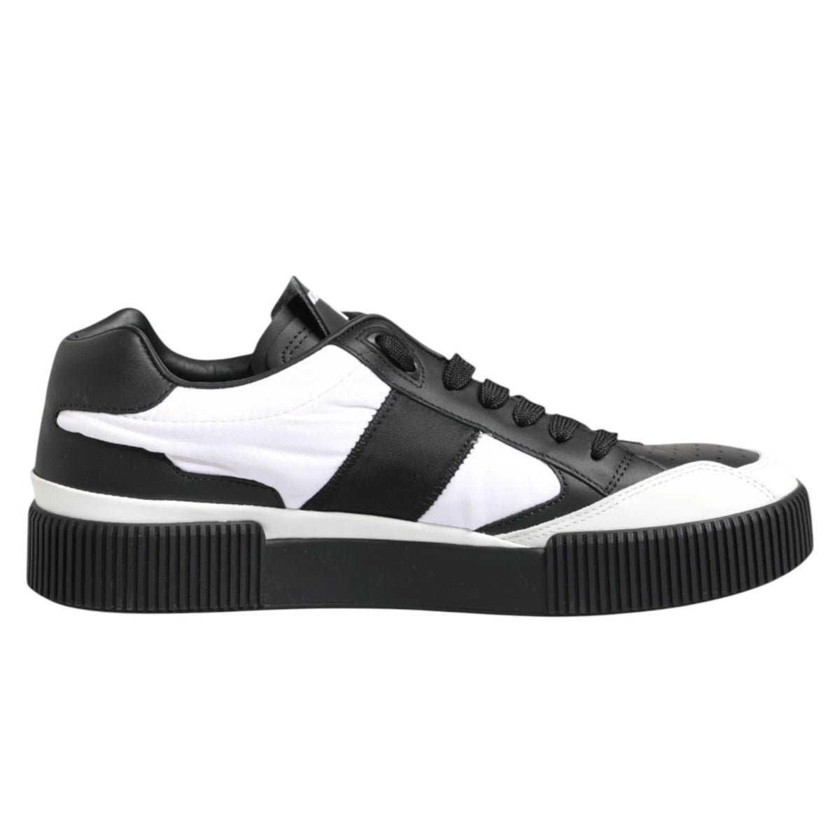 Dolce & Gabbana Men's Low Top Polyester Cotton & Leather Sneakers - Black White