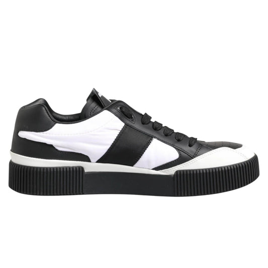 Dolce & Gabbana Men's Low Top Polyester Cotton & Leather Sneakers - Black White