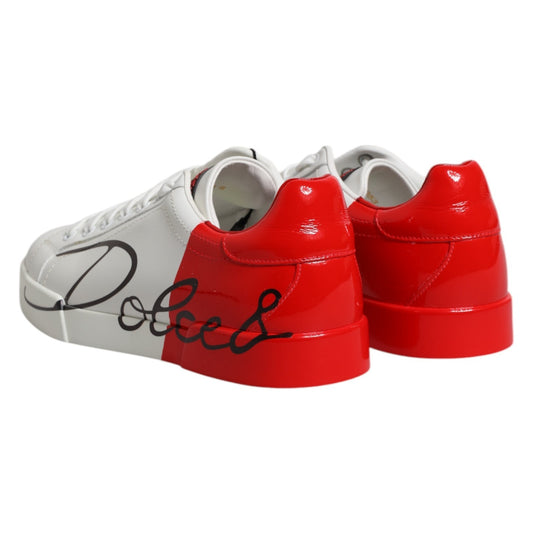 Sneakers by Dolce & Gabbana for men in polyester calfskin & goat leather natural, red & white presents a impeccable silhouette as Men's Low Top Polyester Calfskin & Goat Leather Sneakers, expertly defined by a impeccable low-top style for a impeccable, high-fashion look.