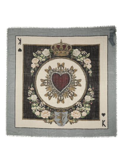 Dolce & Gabbana Men Multicolor King of Hearts Square Foulard Scarf