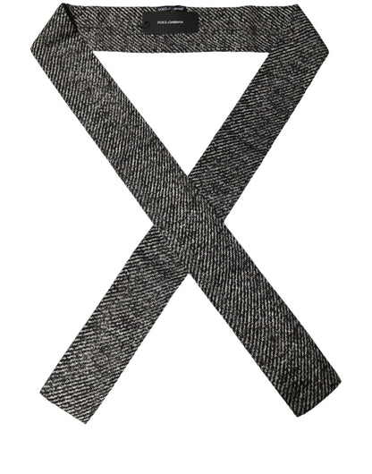 Dolce & Gabbana Black White Herringbone Tweed Shawl Scarf