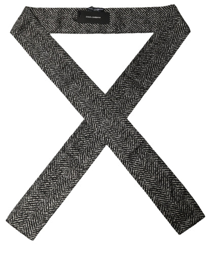 Dolce & Gabbana Black White Herringbone Tweed Shawl Scarf
