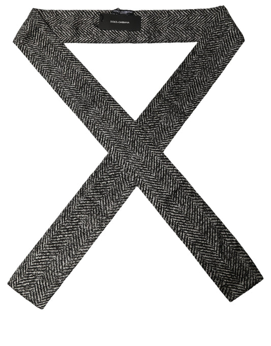 Scarf by Dolce & Gabbana for men in silk & tweed black, white, patterned & herringbone showcases a warm silhouette from the Silk & Tweed Rectangular Scarf collection, offering a warm drape that exudes sophisticated luxury.