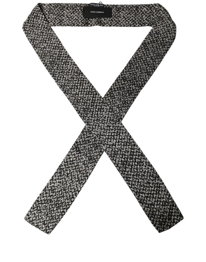 Dolce & Gabbana Black White Herringbone Tweed Shawl Scarf