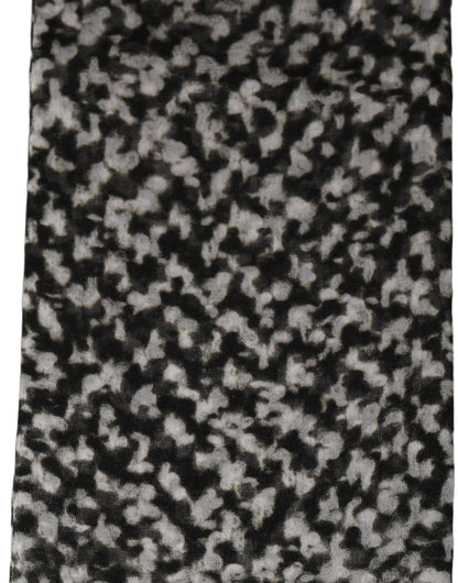 Dolce & Gabbana Black White Herringbone Tweed Shawl Scarf