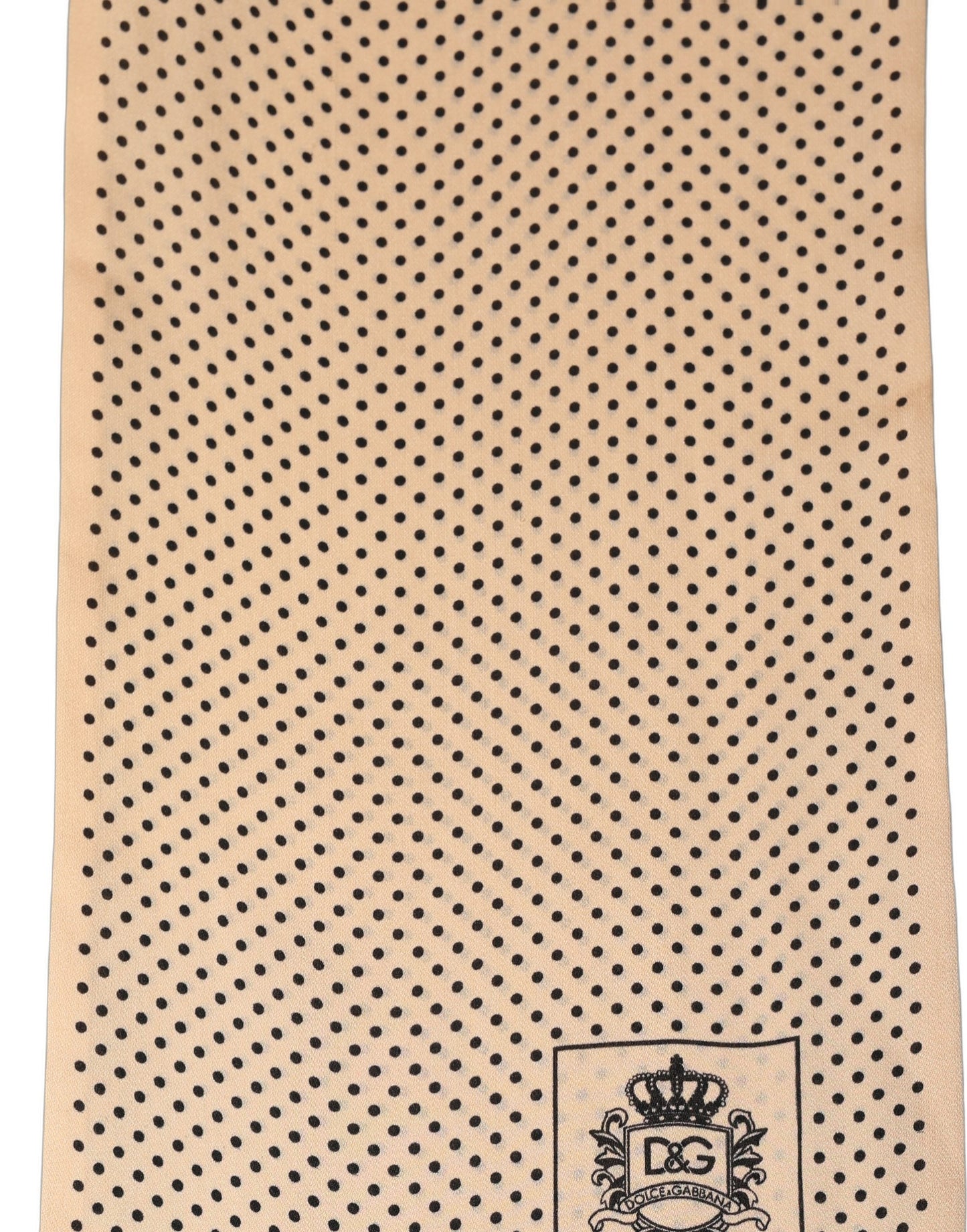 Dolce & Gabbana Beige Silk Dotted Fringed Neck Shawl Scarf