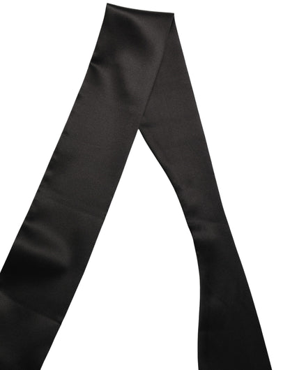Dolce & Gabbana Men Black Satin Silk Skinny Neck Shawl Scarf