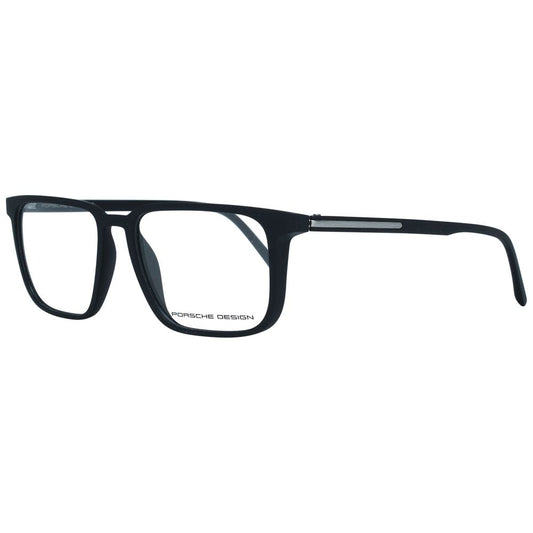 Eyeglasses Frames by Porsche Design for men in plastic black features a refined silhouette, showcasing a refined black coloured frame and full-frame frame design for a sophisticated, premium look.