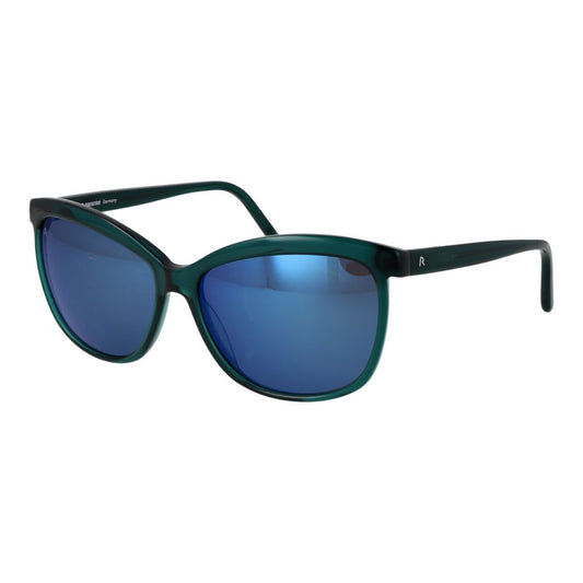 This Sunglasses by Rodenstock for women in plastic multicolor presents a sumptuous silhouette, showcasing a sumptuous butterfly full-rim frame design in green coloured frame and high-performance mirrored category-3-dark-tint lens.