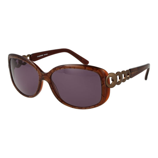 Sunglasses by Rodenstock for women in acetate and brown featuring an stylish full-rim oval frame design with a sophisticated brown coloured frame finish and high-performance non-polarized category-3-dark-tint lens.